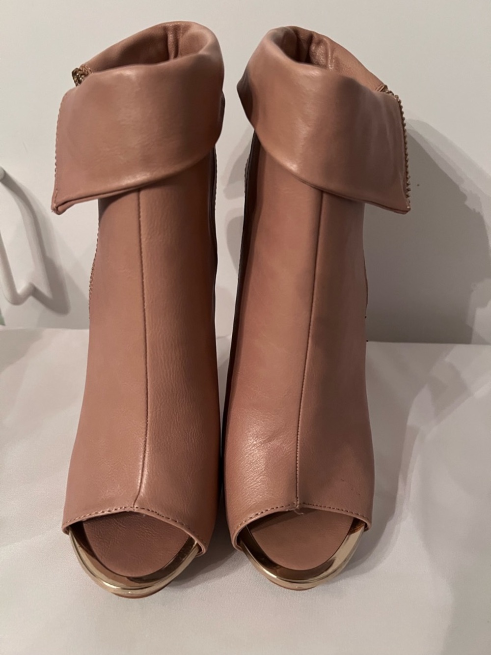 Women's Peep-Toe Foldover Ankle Boots - Blush